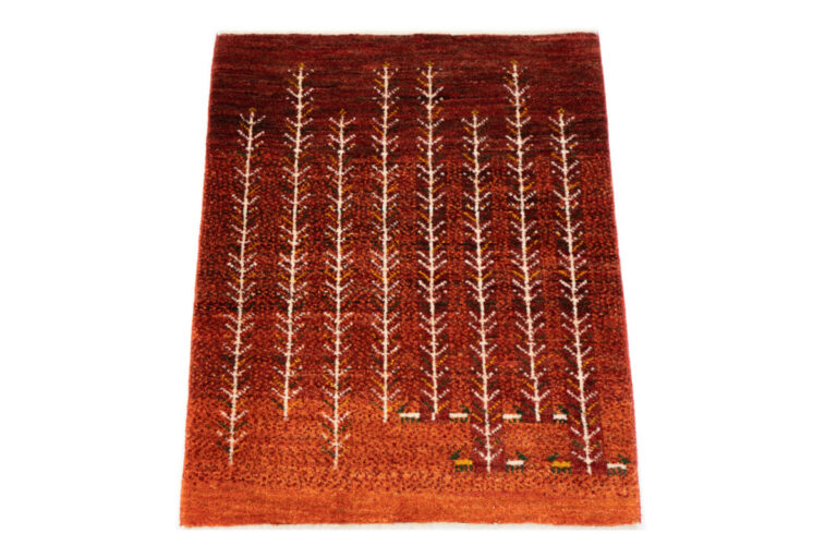 ゾランヴァリ　ギャッべ　手織り絨毯　レッド　玄関マット　生命の樹