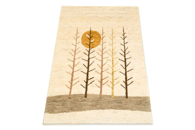 ゾランヴァリ　ギャッべ　手織り絨毯　原毛　生命の樹　月　北欧